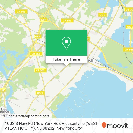 Mapa de 1002 S New Rd (New York Rd), Pleasantville (WEST ATLANTIC CITY), NJ 08232