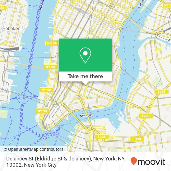 Mapa de Delancey St (Eldridge St & delancey), New York, NY 10002