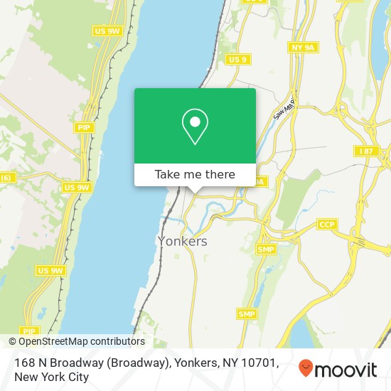 Mapa de 168 N Broadway (Broadway), Yonkers, NY 10701