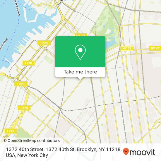 Mapa de 1372 40th Street, 1372 40th St, Brooklyn, NY 11218, USA