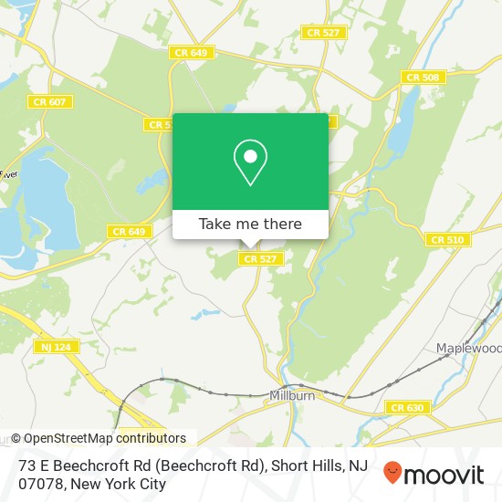 Mapa de 73 E Beechcroft Rd (Beechcroft Rd), Short Hills, NJ 07078