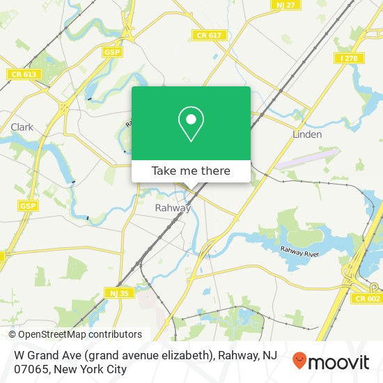Mapa de W Grand Ave (grand avenue elizabeth), Rahway, NJ 07065