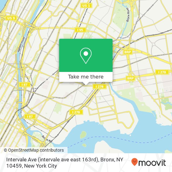 Mapa de Intervale Ave (intervale ave east 163rd), Bronx, NY 10459