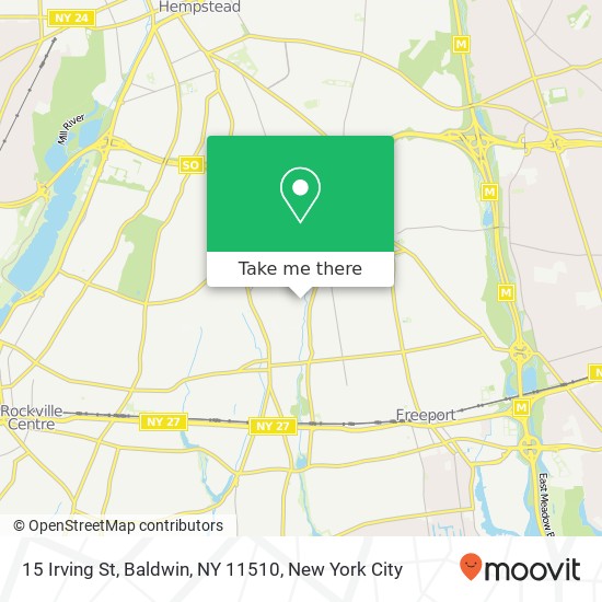 Mapa de 15 Irving St, Baldwin, NY 11510