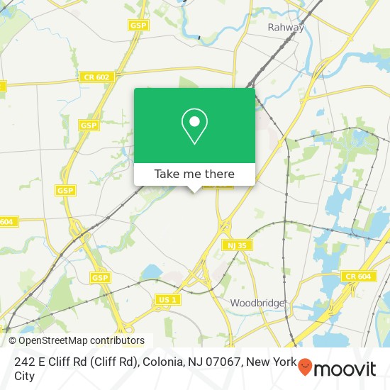 242 E Cliff Rd (Cliff Rd), Colonia, NJ 07067 map
