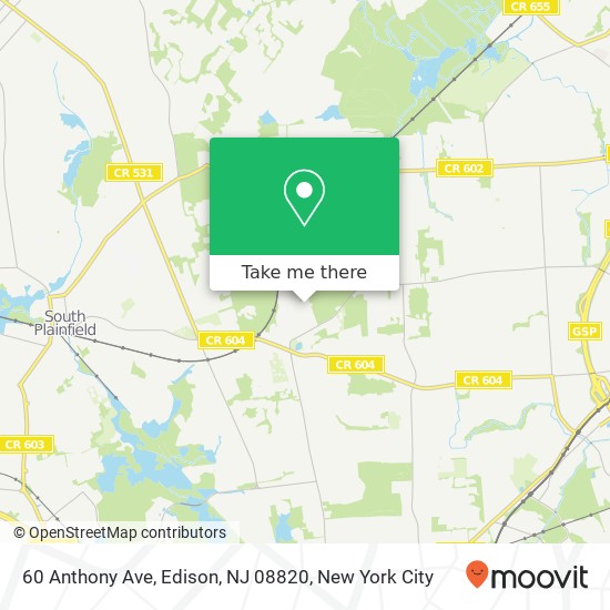 Mapa de 60 Anthony Ave, Edison, NJ 08820