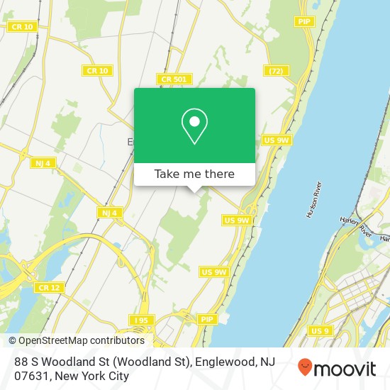 Mapa de 88 S Woodland St (Woodland St), Englewood, NJ 07631