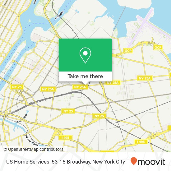 Mapa de US Home Services, 53-15 Broadway