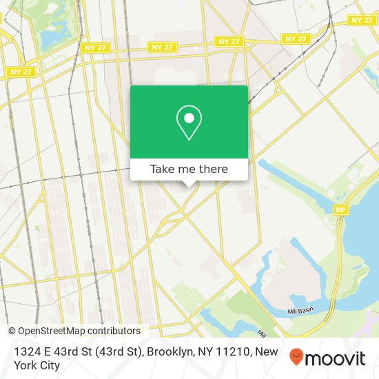 Mapa de 1324 E 43rd St (43rd St), Brooklyn, NY 11210