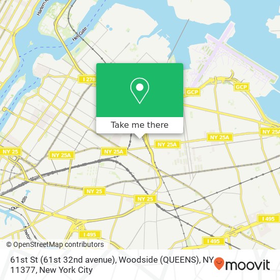 Mapa de 61st St (61st 32nd avenue), Woodside (QUEENS), NY 11377