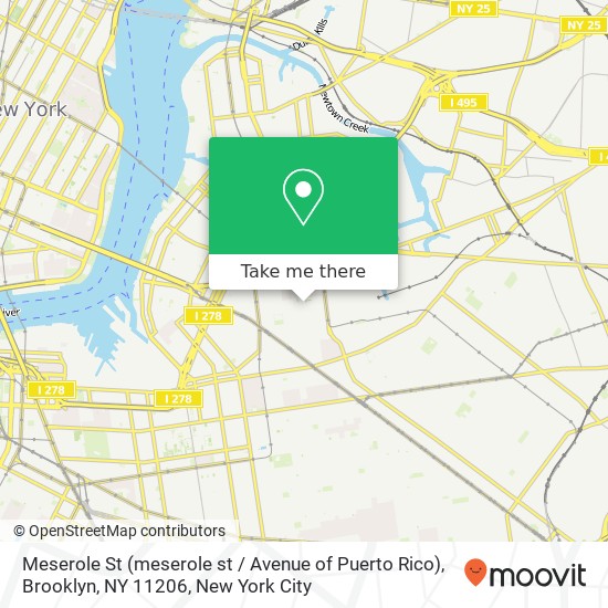 Mapa de Meserole St (meserole st / Avenue of Puerto Rico), Brooklyn, NY 11206