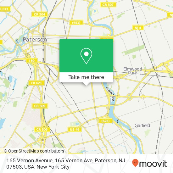 165 Vernon Avenue, 165 Vernon Ave, Paterson, NJ 07503, USA map