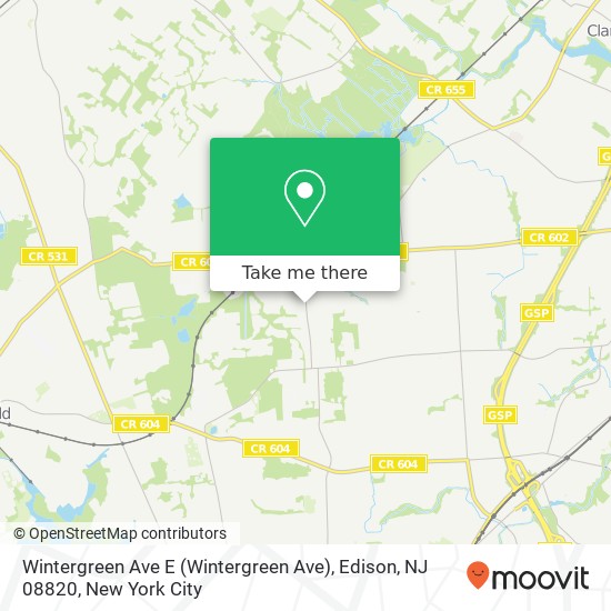 Mapa de Wintergreen Ave E (Wintergreen Ave), Edison, NJ 08820