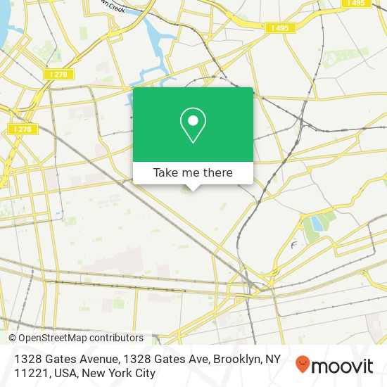 Mapa de 1328 Gates Avenue, 1328 Gates Ave, Brooklyn, NY 11221, USA