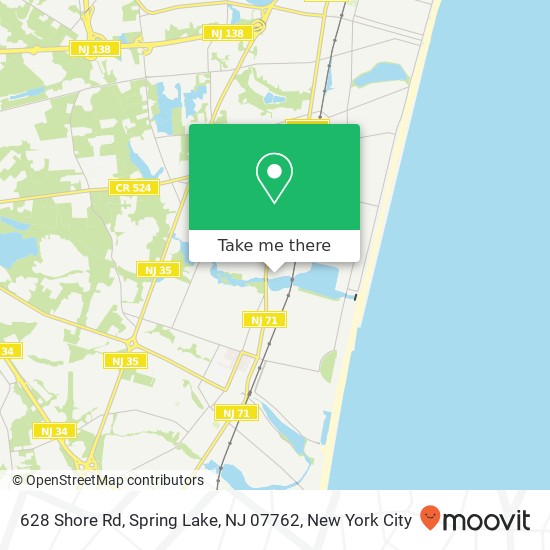 Mapa de 628 Shore Rd, Spring Lake, NJ 07762
