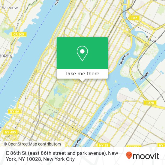 Mapa de E 86th St (east 86th street and park avenue), New York, NY 10028