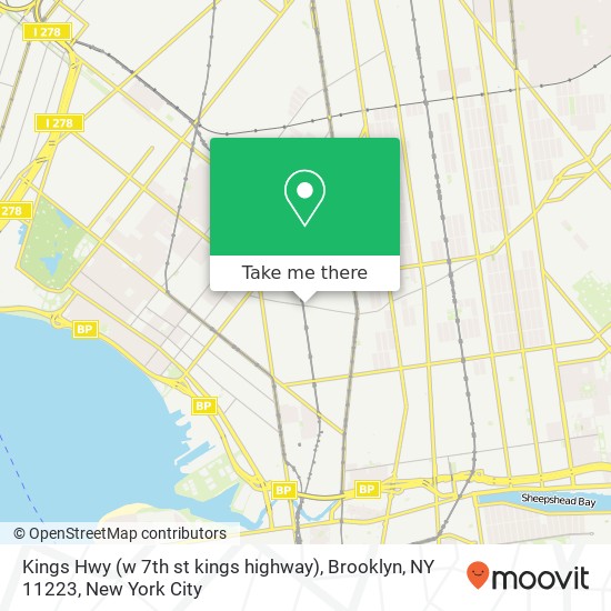 Mapa de Kings Hwy (w 7th st kings highway), Brooklyn, NY 11223