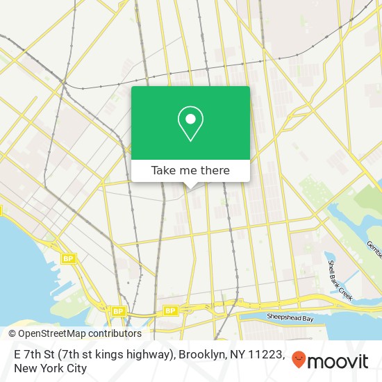 Mapa de E 7th St (7th st kings highway), Brooklyn, NY 11223