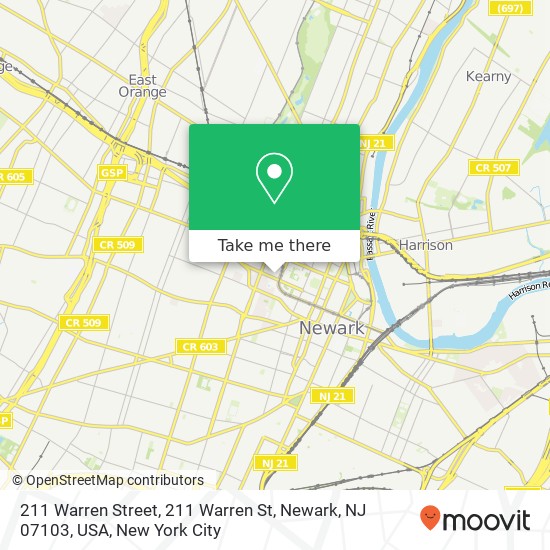 211 Warren Street, 211 Warren St, Newark, NJ 07103, USA map