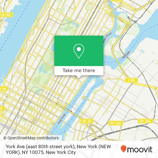 Mapa de York Ave (east 80th street york), New York (NEW YORK), NY 10075