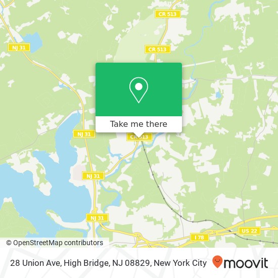 Mapa de 28 Union Ave, High Bridge, NJ 08829