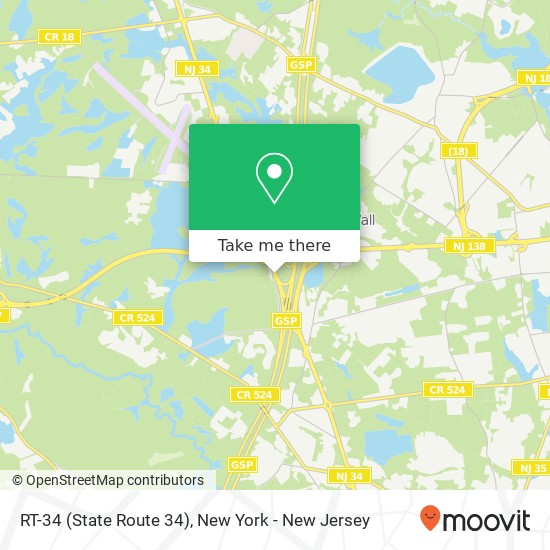 Mapa de RT-34 (State Route 34), Wall Twp, NJ 07719