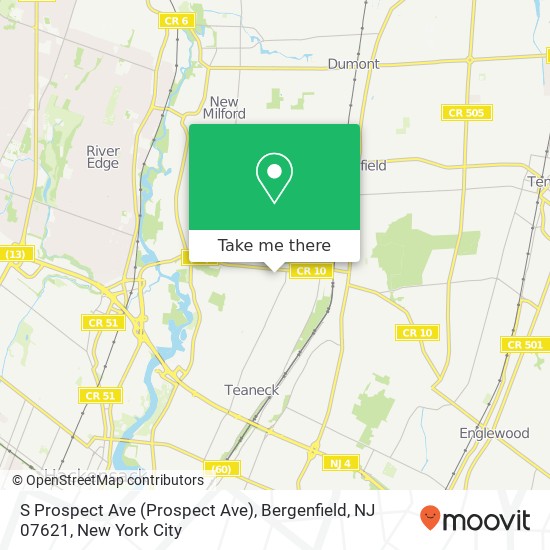 Mapa de S Prospect Ave (Prospect Ave), Bergenfield, NJ 07621