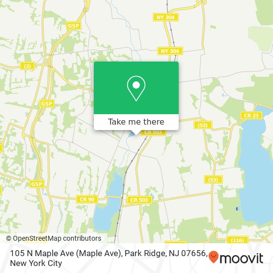 Mapa de 105 N Maple Ave (Maple Ave), Park Ridge, NJ 07656