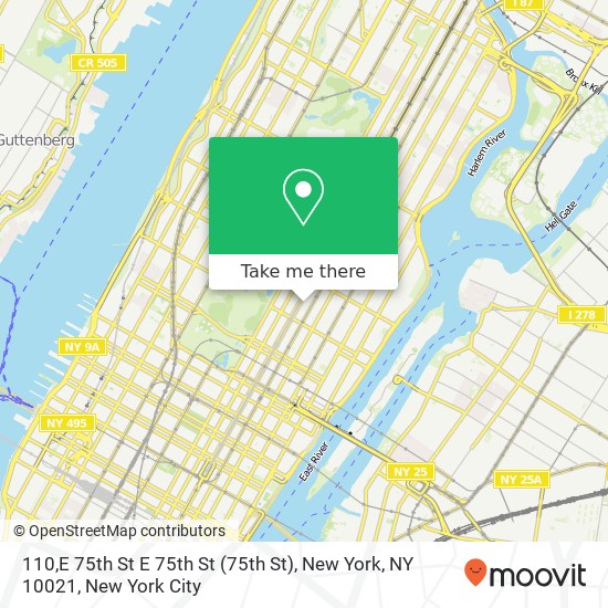 Mapa de 110,E 75th St E 75th St (75th St), New York, NY 10021