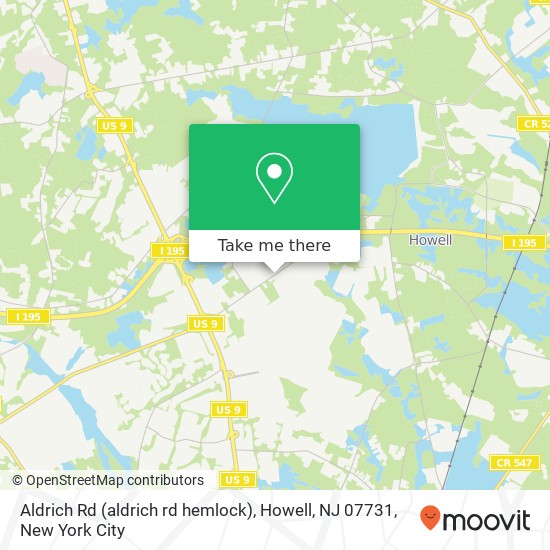 Mapa de Aldrich Rd (aldrich rd hemlock), Howell, NJ 07731