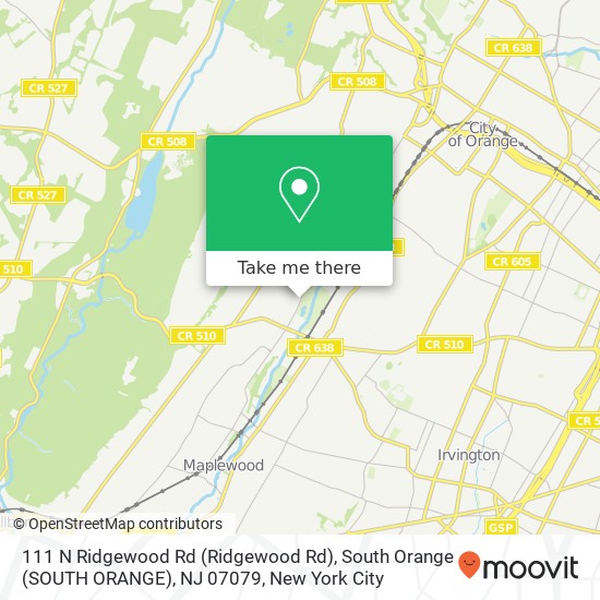 111 N Ridgewood Rd (Ridgewood Rd), South Orange (SOUTH ORANGE), NJ 07079 map