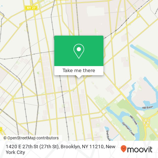 Mapa de 1420 E 27th St (27th St), Brooklyn, NY 11210