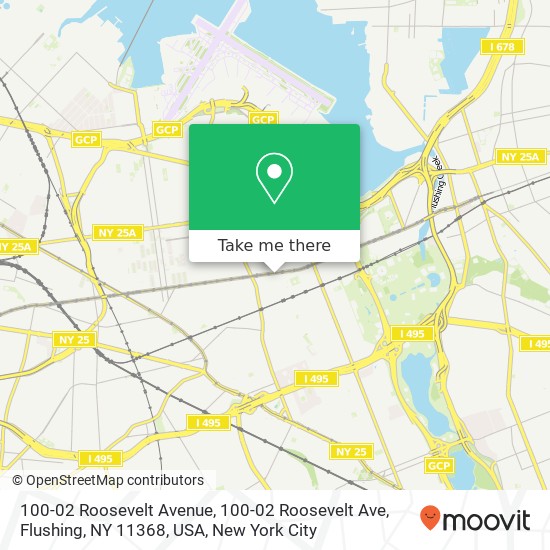 100-02 Roosevelt Avenue, 100-02 Roosevelt Ave, Flushing, NY 11368, USA map