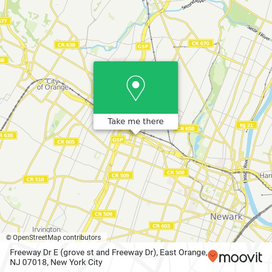 Freeway Dr E (grove st and Freeway Dr), East Orange, NJ 07018 map