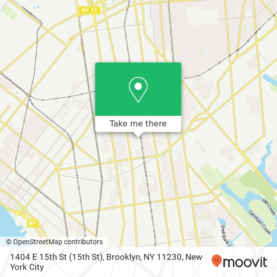 Mapa de 1404 E 15th St (15th St), Brooklyn, NY 11230