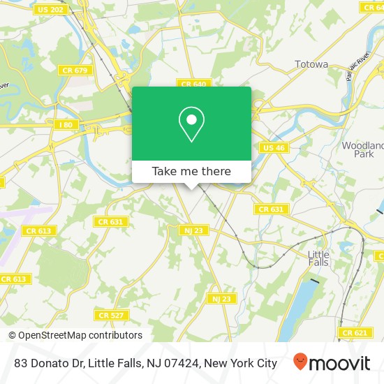 Mapa de 83 Donato Dr, Little Falls, NJ 07424
