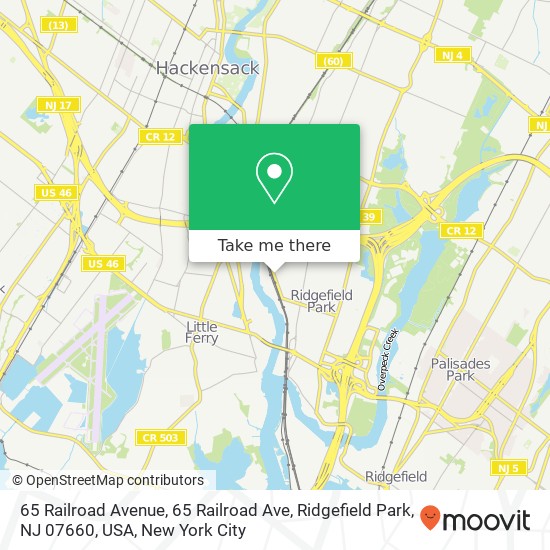 Mapa de 65 Railroad Avenue, 65 Railroad Ave, Ridgefield Park, NJ 07660, USA