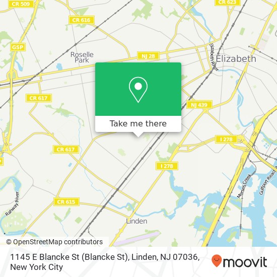 Mapa de 1145 E Blancke St (Blancke St), Linden, NJ 07036