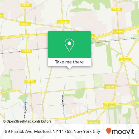 89 Ferrick Ave, Medford, NY 11763 map