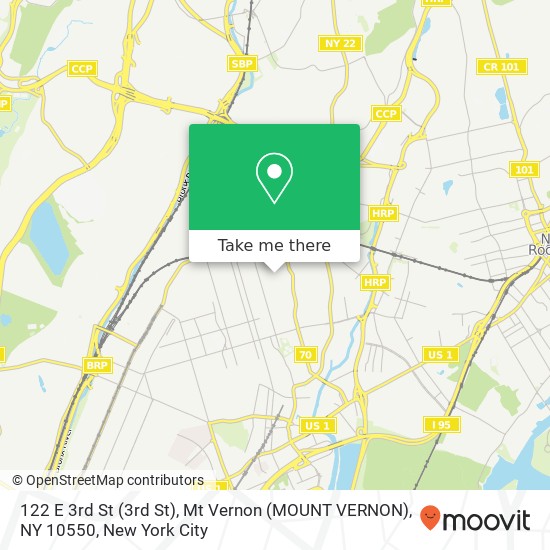 Mapa de 122 E 3rd St (3rd St), Mt Vernon (MOUNT VERNON), NY 10550