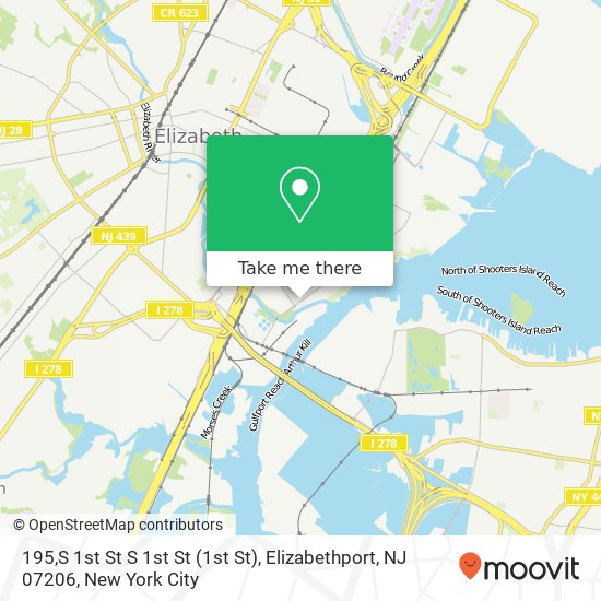 Mapa de 195,S 1st St S 1st St (1st St), Elizabethport, NJ 07206