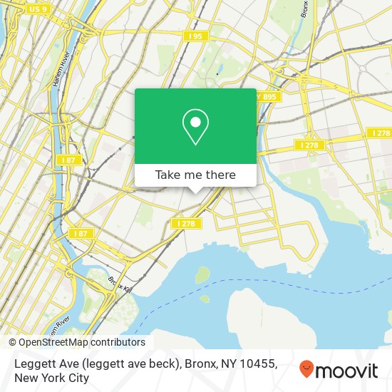 Mapa de Leggett Ave (leggett ave beck), Bronx, NY 10455