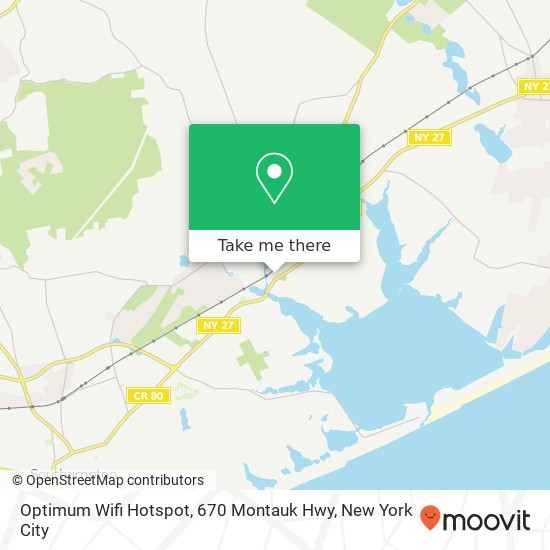 Mapa de Optimum Wifi Hotspot, 670 Montauk Hwy