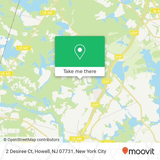 Mapa de 2 Desiree Ct, Howell, NJ 07731