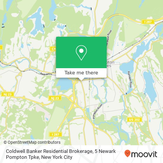 Coldwell Banker Residential Brokerage, 5 Newark Pompton Tpke map