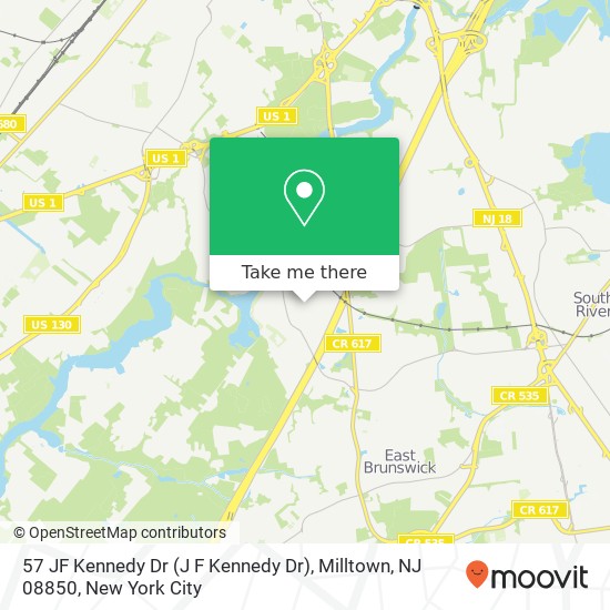 Mapa de 57 JF Kennedy Dr (J F Kennedy Dr), Milltown, NJ 08850