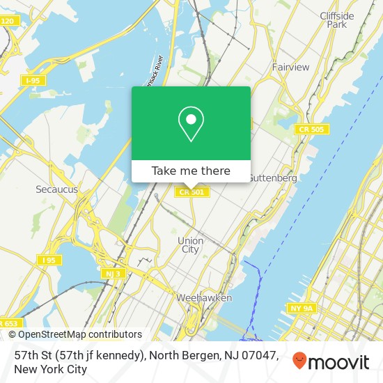 Mapa de 57th St (57th jf kennedy), North Bergen, NJ 07047