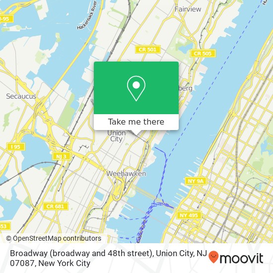 Mapa de Broadway (broadway and 48th street), Union City, NJ 07087