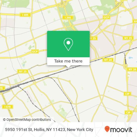 Mapa de 5950 191st St, Hollis, NY 11423