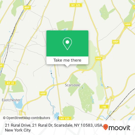 Mapa de 21 Rural Drive, 21 Rural Dr, Scarsdale, NY 10583, USA